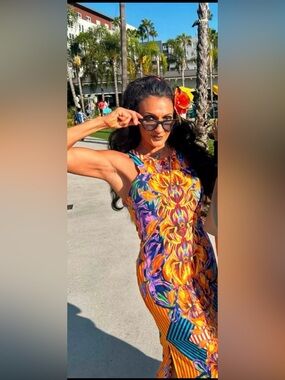 Gianni Bini Vibrant Floral Maxi Dress in Yellow and Purple - Size M